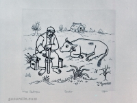 Ivan Generalic, 1985, Pastir (Shepherd), bakropis (etching)