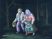 Ivan Generalić, 1986, Noćna šetnja (Night walk), pastel