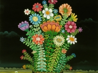 Josip Generalic, 1980, Cvijece nocu (Flowers at night), ulje na staklu (oil on glass)