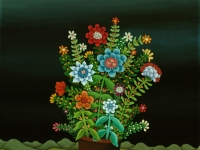 Josip Generalic, 1980, Cvijece u noci (Flowers at night), ulje na staklu (oil on glass)