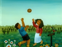 Josip Generalic, 1980, Djeca se igraju (Children are playing), ulje na staklu (oil on glass)
