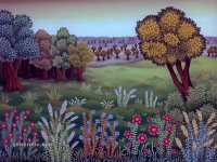 Josip Generalić, 1980, Pejzaž (Landscape), ulje na staklu (oil on glass), 40x50 cm