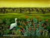 Josip Generalic, 1980, Stork on a meadow, oil on glass