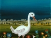 Josip Generalic, 1980, Two white birds, oil on glass, 19x12 cm