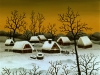 Josip Generalic, 1980, Winter in a small village, oil on glass, 25x19 cm
