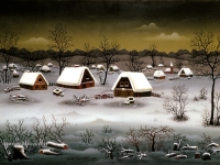 Josip Generalic, 1980, Zimska idila (Winter), ulje na staklu (oil on glass), 38x55 cm