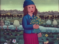 Josip Generalic, 1981, Djevojka s cvijecem (Girl with flowers), ulje na staklu (oil on glass)