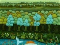 Josip Generalic, 1982, Bijela riba (White fish), ulje na staklu (oil on glass), 50x36 cm
