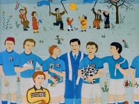 Josip Generalić, 1982, Naš Dinamo (Our Dinamo), ulje na staklu (oil on glass)