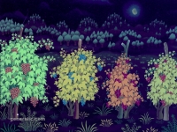 Josip Generalic, 1983, Vinograd nocu (Vineyard by night), ulje na staklu (oil on glass)