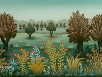 Josip Generalić, 1985, Pejzaž (Landscape), ulje na staklu (oil on glass)