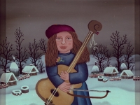 Josip Generalic, 1986, Basistica (Bass player), ulje na staklu (oil on glass)