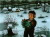 Josip Generalic, 1987, Boy with flowers, oil on glass