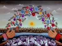 Josip Generalic, 1987, Mirovni dogovor Reagan-Gorbachev (Reagan-Gorbachev peace agreement), ulje na staklu (oil on glass)