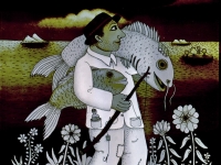 Josip Generalic, 1987, Ribic (Fisherman), ulje na staklu (oil on glass)