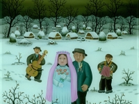 Josip Generalic, 1987, Zimsko vjencanje (Winter wedding), ulje na staklu (oil on glass)