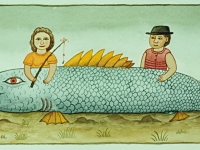 Josip Generalic, 1988, Velika plava riba (Big blue fish), akvarel (watercolour)