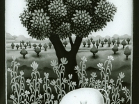 Josip Generalic, 1989, Bijela svinja (White pig), ulje na staklu (oil on glass)