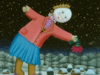 Josip Generalic, 1989, Hlebinska kraljica (The Queen of Hlebine), ulje na staklu (oil on glass)
