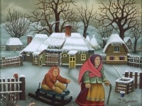 Ivan Generalic, 1992, Majka i kci (Mother and daughter), ulje na staklu (oil on glass)