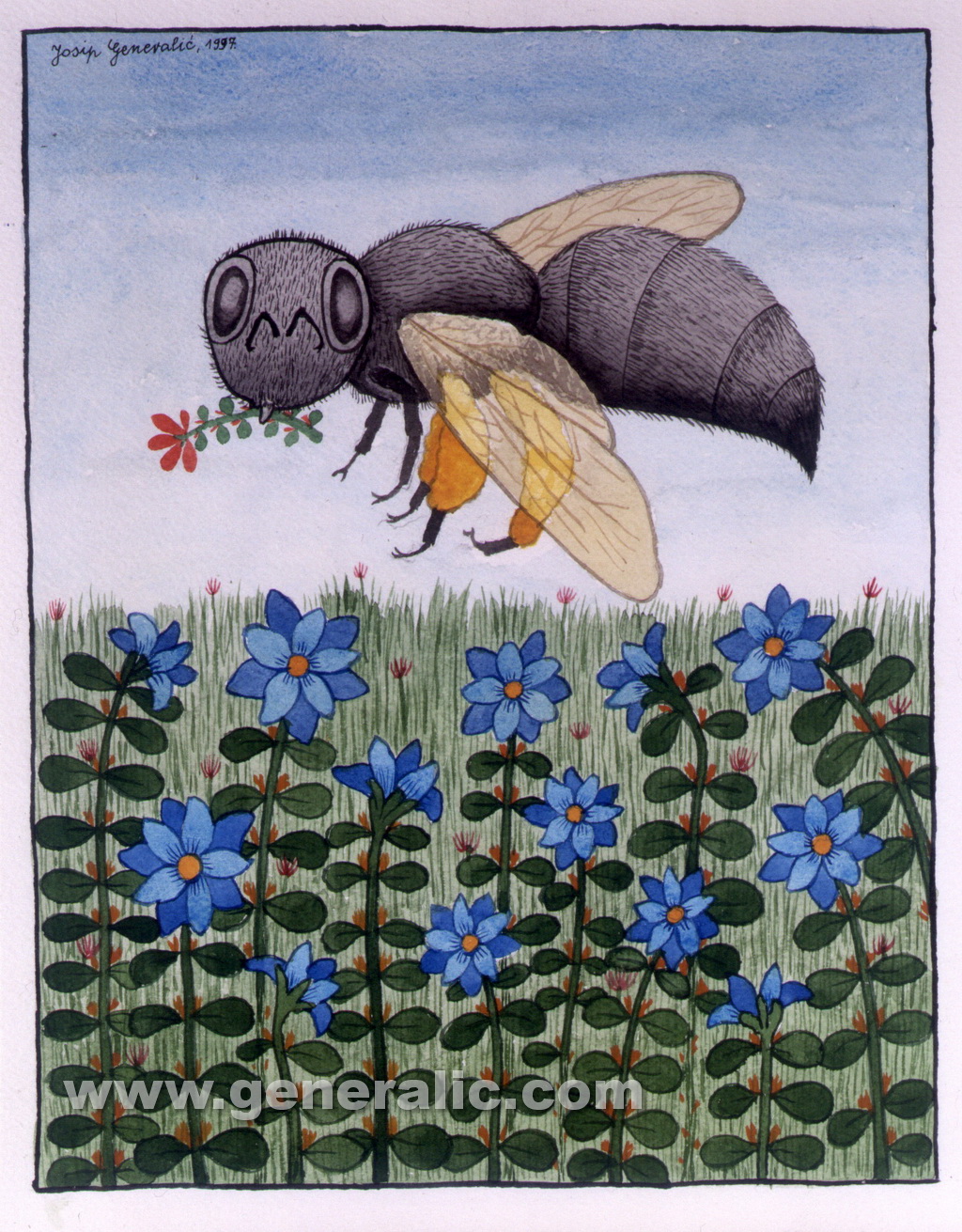 Josip Generalic, 1997, Huge bee, watercolour