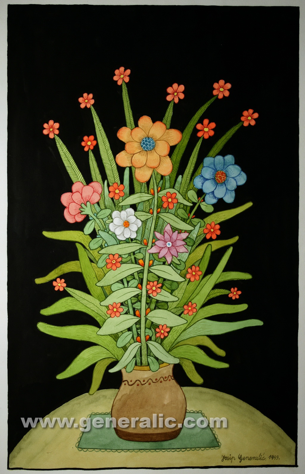 Josip Generalic, 1999, Flowers, watercolour, 69x43 cm