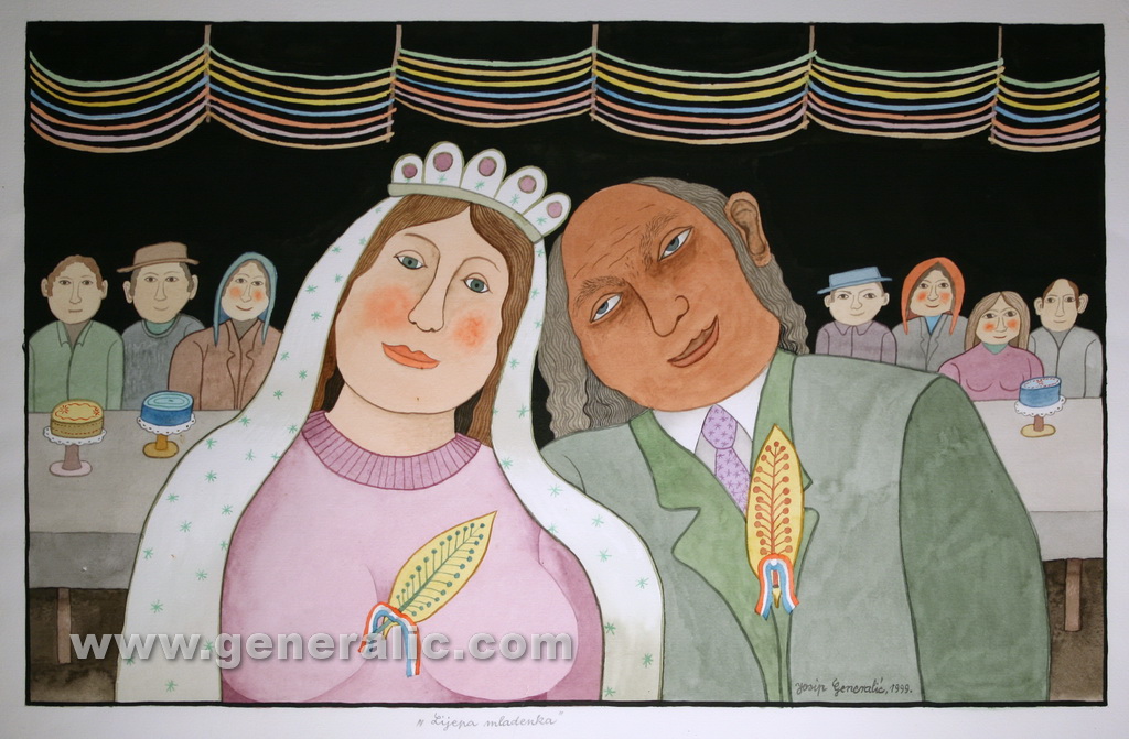 Josip Generalic, 1999, Lovely bride, watercolour, 43x69 cm
