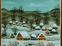 Josip Generalic, 1990, Zima (Winter), ulje na staklu (oil on glass), 28x23 cm