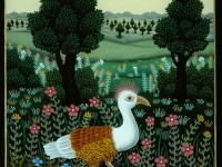 Josip Generalic, 1991, Bijela ptica (White bird), ulje na staklu (oil on glass)