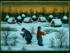 Josip Generalic, 1991, Making snowballs, oil on glass