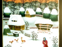 Josip Generalic, 1991, Skijanje (Skiing), ulje na staklu (oil on glass), 33x23 cm