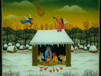 Josip Generalić, 1992, Božić (Christmas), ulje na staklu (oil on glass)