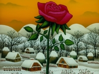 Josip Generalić, 1993, Ruža (The rose), ulje na staklu (oil on glass)
