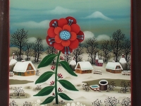 Josip Generalic, 1997, Zimski cvijet (Winter flower), ulje na staklu (oil on glass)