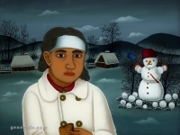 Josip Generalić, 1999, Djevojka u bijelom (Girl in white), ulje na staklu (oil on glass), 40×45 cm