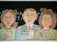 Josip Generalić, 1999, Gospodin s damama (Gentleman with ladies), akvarel (watercolour), 43×69 cm