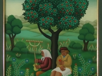 Josip Generalic, 2000, Pod jabukom (Under an apple tree), ulje na staklu (oil on glass), 30x24 cm