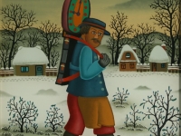 Josip Generalic, 2000, Urar (A watchmaker), ulje na staklu (oil on glass), 30x24 cm
