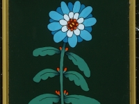 Josip Generalić, 2003, Plavi cvijet (Blue flower), ulje na staklu (oil on glass), 16×12 cm