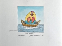 Josip Generalić, 1994, Na Uskrs (Easter egg with fish), oslikani svilotisak (watercoloured silkscreen), 25x24cm 10x10 cm, JG-O10-15(6) - 100 eur