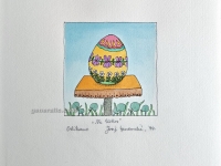 Josip Generalić, 1994 , Na Uskrs (Easter egg with flowers), oslikani svilotisak (watercoloured silkscreen), 25x24 cm 10x10 cm, JG-O10-32(Z) - 100 eur