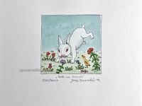 Josip Generalić, 1994, Zeko na livadi (Easter rabbit), oslikani svilotisak (water-coloured silkscreen), 25x25 cm, JG-O10-(Z) - 100 eur