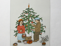 Josip Generalić, 1984, Djeca kite bor (Children decorating a tree), svilotisak (silkscreen), 68×47 cm 29×20 cm, JG-S03-01(6) - 200 eur