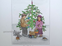 Josip Generalić, 1984, Djeca kite bor (Children decorating a tree), oslikani svilotisak (water-coloured silkscreen), 50x35 cm 28x20 cm, JG-L06-01(19) - 200 eur