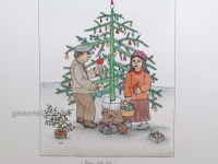 Josip Generalić, 1984, Djeca kite bor (Children decorating a tree), oslikani svilotisak (water-coloured silkscreen), 50x35 cm 28x20 cm, JG-L06-02(19) - 200 eur