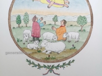 Josip Generalić, 1992, Božić - Oj pastiri čudo novo (Christmas - Angel with Shepherds), oslikani svilotisak (water-coloured silkscreen), 50x35 cm 35x28 cm, JG-L25-02(11) - 200 eur
