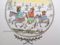 Josip Generalić, 1992, O Sveta tri Kralja (Christmas - Three Kings), oslikano svilotisak (water-coloured silkscreen), 50x35 cm 33x29 cm, JG-L26-01(5) - 200 eur