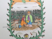 Josip Generalić, 1992, Uspavanka malom Isusu (Lullaby for little Jesus), oslikani svilotisak (water-coloured silkscreen), 35x25 cm 24x18 cm, JG-N08-03(9) - 150 eur