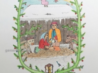 Josip Generalić, 1992, Uspavanka malom Isusu (Lullaby for little Jesus), oslikani svilotisak (water-coloured silkscreen), 35x25 cm 24x18 cm, JG-N08-06(9) - 150 eur