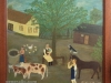 Mara Puskaric, 1969, Cows are drinking, oil on chipboard, 39x41 cm - 1500 eur
